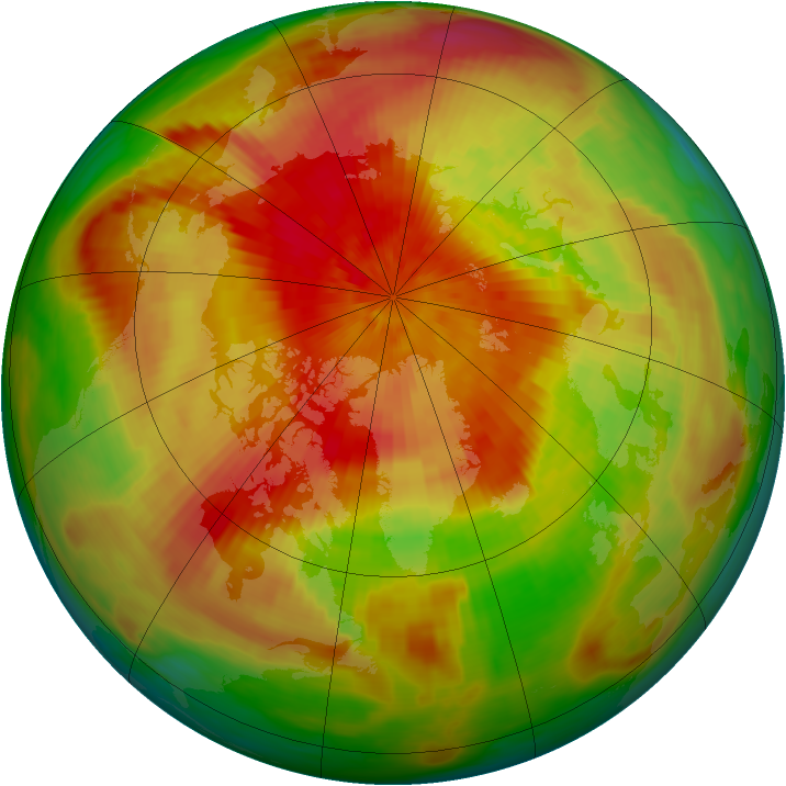 Arctic ozone map for 29 March 1991